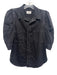 Frame Size M Denim black Cotton Collar Neck Button Down Puff Short Sleeve Top Denim black / M
