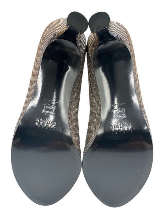 Stuart Weitzman Shoe Size 7.5 Gold & Silver Leather Glitter Round Peep Toe Pumps Gold & Silver / 7.5