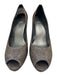 Stuart Weitzman Shoe Size 7.5 Gold & Silver Leather Glitter Round Peep Toe Pumps Gold & Silver / 7.5