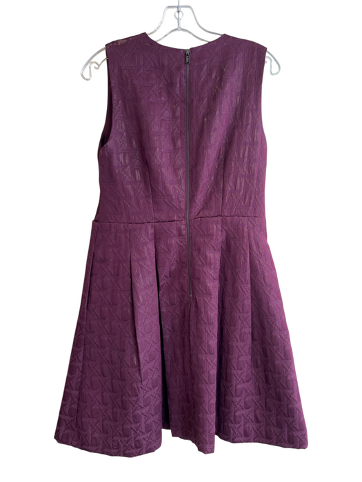 Kirna Zabete Size 14 Purple Cotton Blend Sleeveless Embossed Detail V Neck Dress Purple / 14