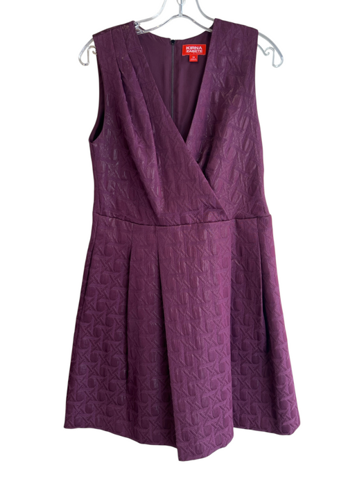 Kirna Zabete Size 14 Purple Cotton Blend Sleeveless Embossed Detail V Neck Dress Purple / 14