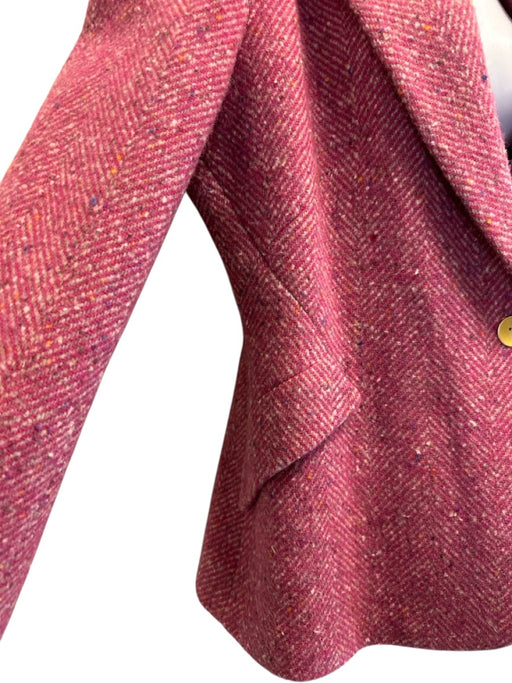 L'agence Size 10 Pink & gray Wool & Acrylic Single Button Herringbone Jacket Pink & gray / 10