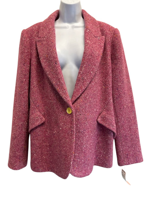 L'agence Size 10 Pink & gray Wool & Acrylic Single Button Herringbone Jacket Pink & gray / 10