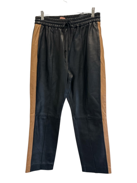 Scotch & Soda Size XL Black & Brown Sheep Leather Elastic Waist Slim Leg Pants Black & Brown / XL