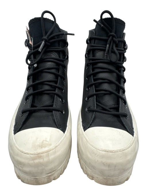 Converse Shoe Size 8 Black & White Leather Upper High Top Lace Up Sneakers Black & White / 8