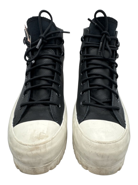 Converse Shoe Size 8 Black & White Leather Upper High Top Lace Up Sneakers Black & White / 8