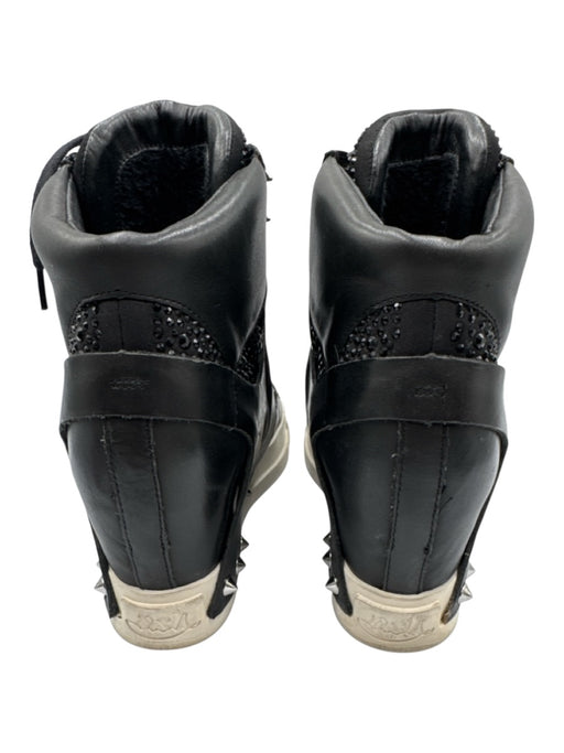 Ash Shoe Size 38 Black & White Leather High Top Rhinestone Hidden Wedge Sneakers Black & White / 38