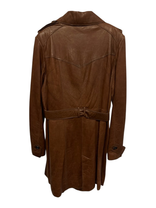 Marc New York by Andrew Marc Size XL Brown Leather Button Down Belted Coat Brown / XL