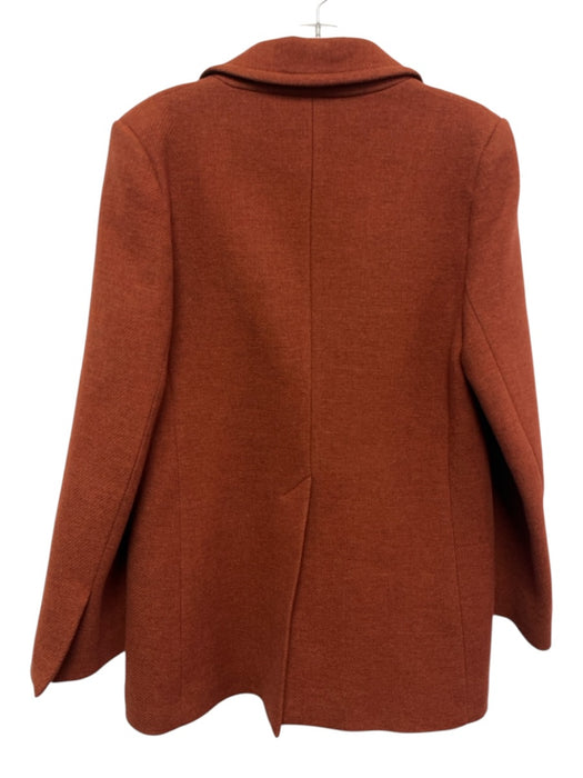 See By Chloe Size 42 Rust Orange Wool Blend Lapel Button Down pea Coat Rust Orange / 42