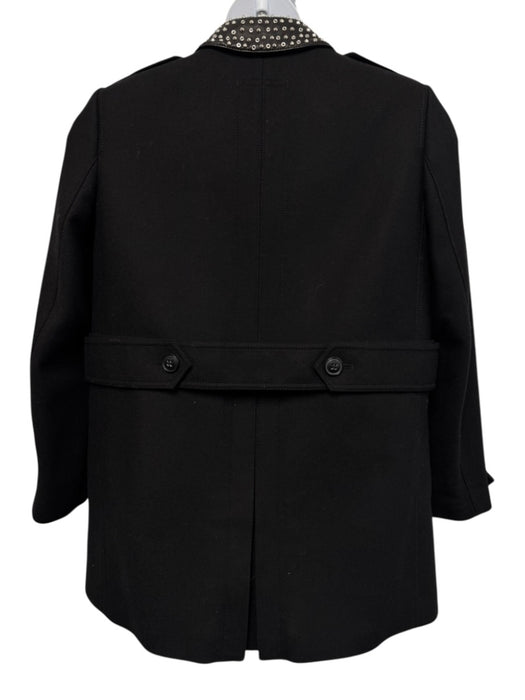 Burberry Brit Size 10 Black & Silver Wool Blend Leather Studded Collar Coat Black & Silver / 10