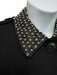 Burberry Brit Size 10 Black & Silver Wool Blend Leather Studded Collar Coat Black & Silver / 10