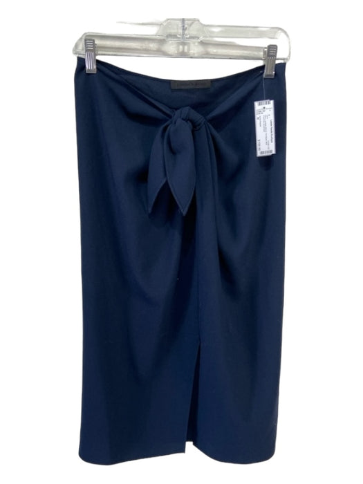 Jenni Kayne Size M Navy Acetate Blend Tie Waist Midi Front Slit Skirt Navy / M