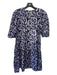 Matta Size S Blue & Gray Cotton Tie Dye Puff 1/2 Sleeve Tiered Dress Blue & Gray / S