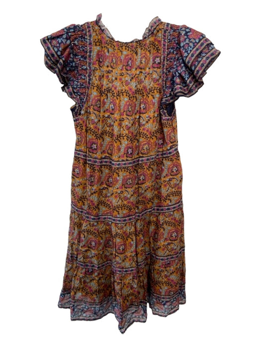 Sea New York Size XS Brown & Multi Cotton Ruffle Cap Sleeve Floral Midi Dress Brown & Multi / XS