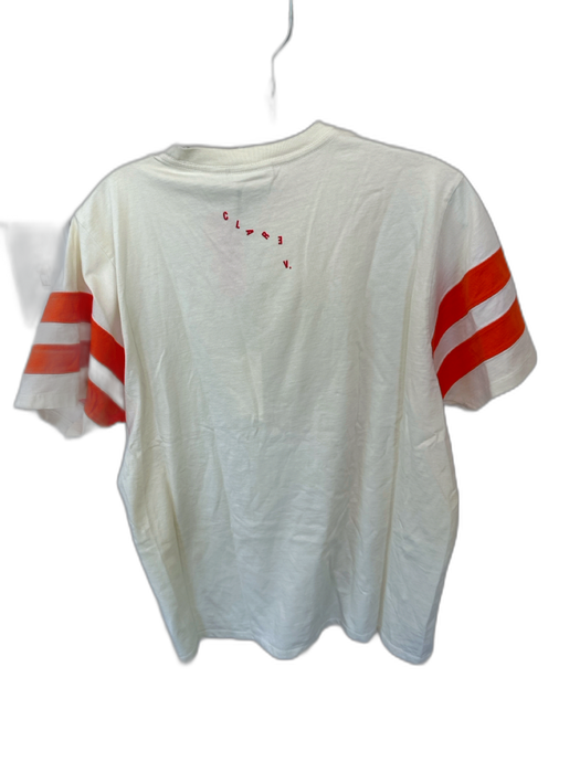 Clare V Size M Cream & Orange Cotton Short Sleeve Stripe Sleeve Top Cream & Orange / M