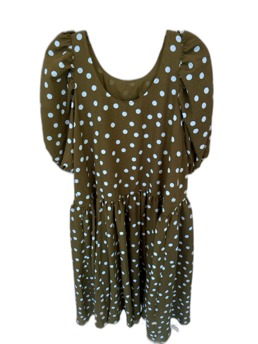 Stine Goya Size XS Green & Blue Polyester Short Balloon Sleeve Polka Dot Dress Green & Blue / XS