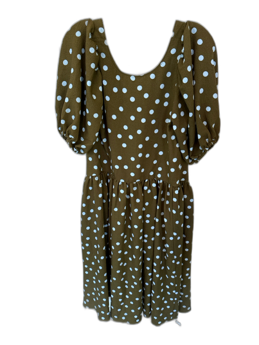Stine Goya Size XS Green & Blue Polyester Short Balloon Sleeve Polka Dot Dress Green & Blue / XS
