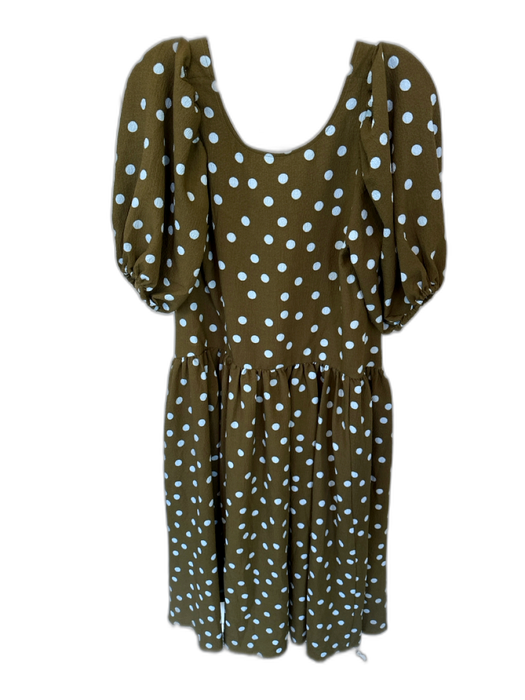 Stine Goya Size XS Green & Blue Polyester Short Balloon Sleeve Polka Dot Dress Green & Blue / XS