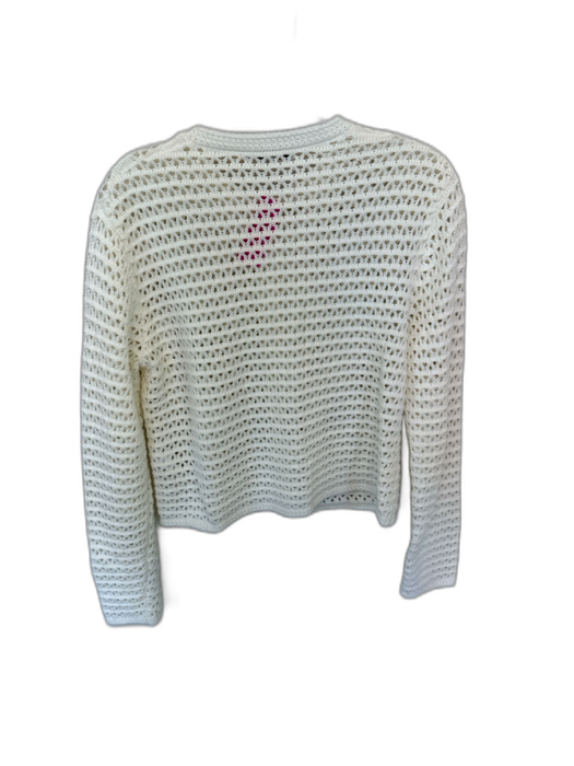 Madewell Size M White Cotton Crochet Loose Knit Buttons Cardigan Sweater White / M