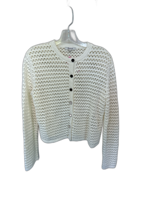Madewell Size M White Cotton Crochet Loose Knit Buttons Cardigan Sweater White / M