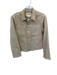L'agence Size M Tan Cotton Blend Raw Hem Denim Cropped Jacket Tan / M