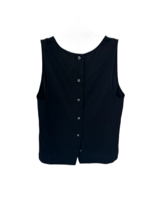 Jenni Kayne Size S Black Acetate Sleeveless V Neck Back Buttons Top Black / S