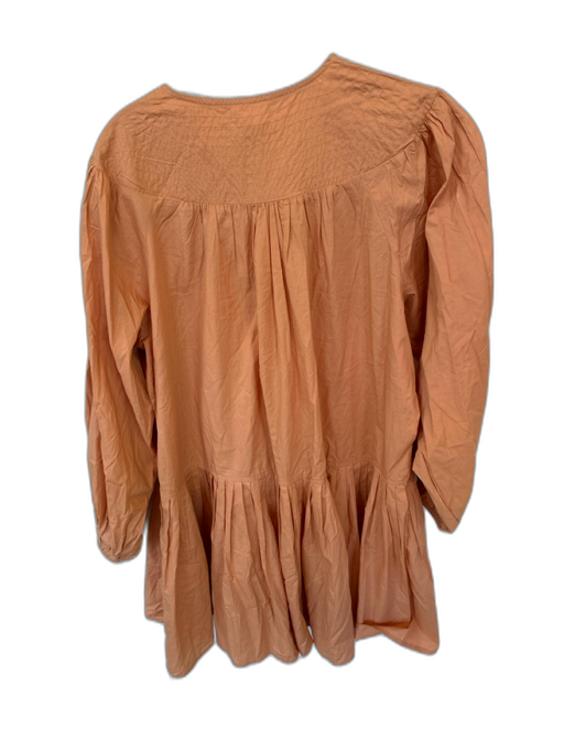 Christy Dawn Size S Orange Organic Cotton Long Balloon Sleeve Buttons Dress Orange / S