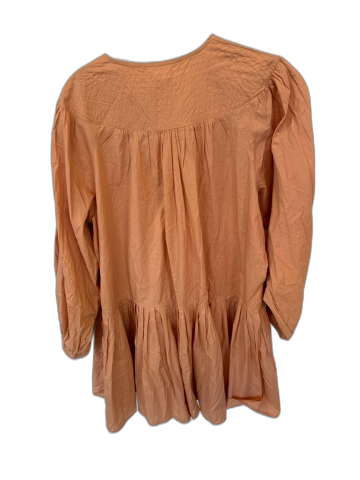 Christy Dawn Size S Orange Organic Cotton Long Balloon Sleeve Buttons Dress Orange / S