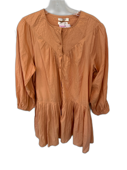 Christy Dawn Size S Orange Organic Cotton Long Balloon Sleeve Buttons Dress Orange / S