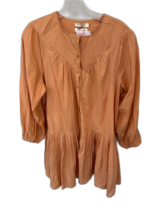 Christy Dawn Size S Orange Organic Cotton Long Balloon Sleeve Buttons Dress Orange / S