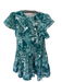 La Double J Size XS Teal & White Cotton Short Sleeve Botanical Animals Dress Teal & White / XS