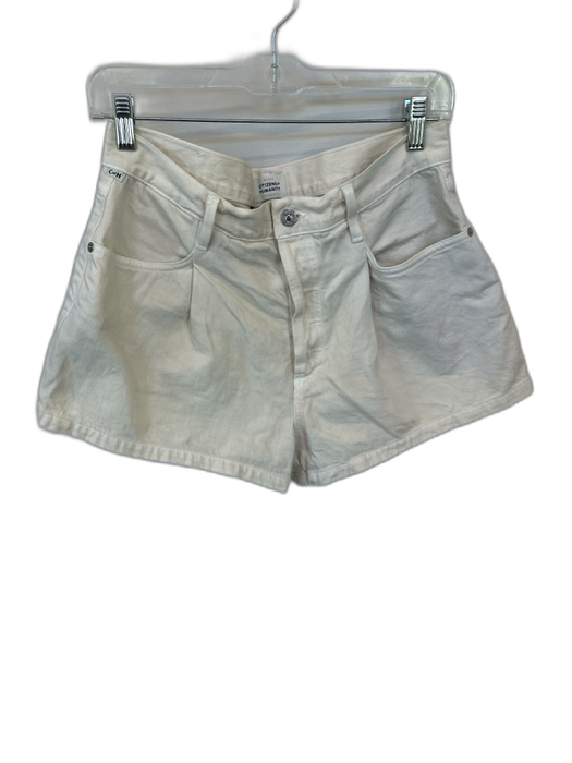 Citizens of Humanity Size 28 Cream Cotton High Waist Button Fly Shorts Cream / 28