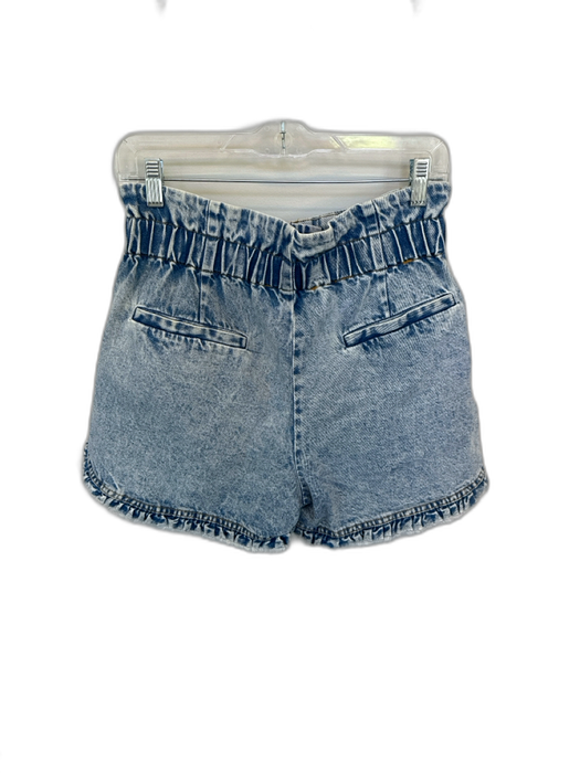 Sea New York Size 4 Light Wash Cotton Blend Acid Wash High Waist Ruffles Shorts Light Wash / 4