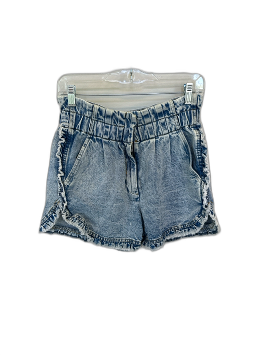 Sea New York Size 4 Light Wash Cotton Blend Acid Wash High Waist Ruffles Shorts Light Wash / 4