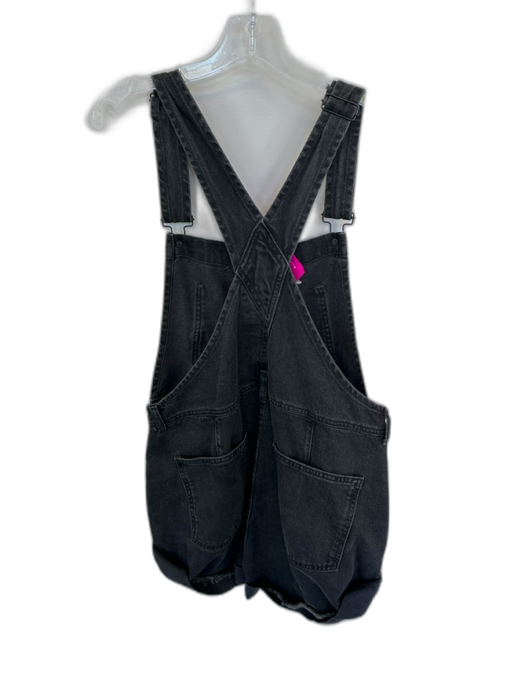 We The Free Size M Black Cotton Cuffed Denim Romper Black / M