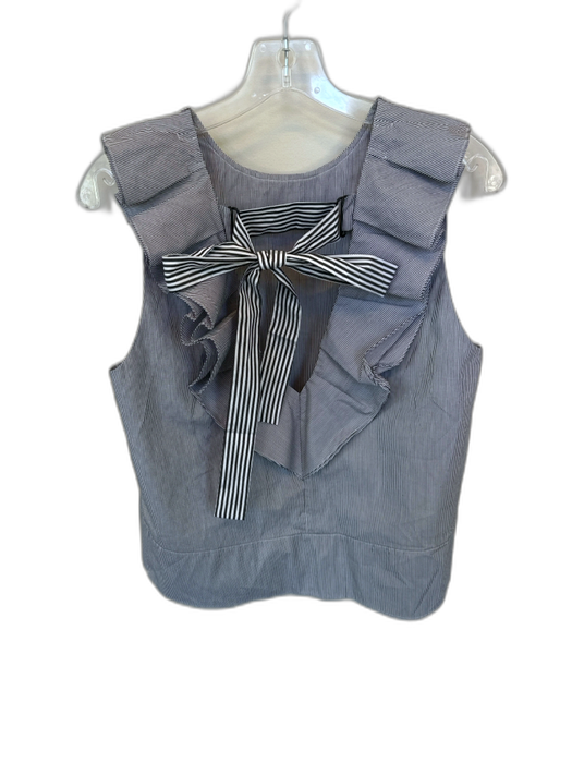 Tibi Size 6 Gray & White Cotton Flutter Sleeves Pinstripe Ribbon Detail Top Gray & White / 6