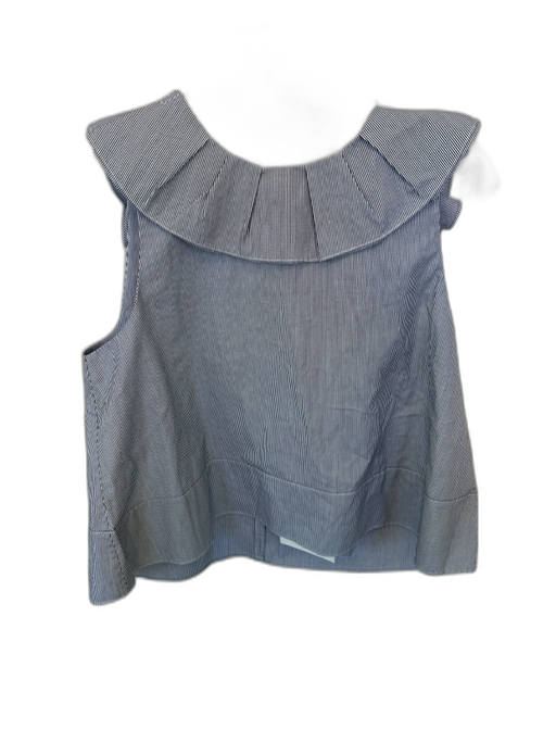 Tibi Size 6 Gray & White Cotton Flutter Sleeves Pinstripe Ribbon Detail Top Gray & White / 6