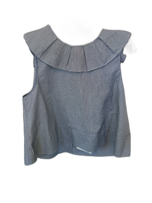 Tibi Size 6 Gray & White Cotton Flutter Sleeves Pinstripe Ribbon Detail Top Gray & White / 6