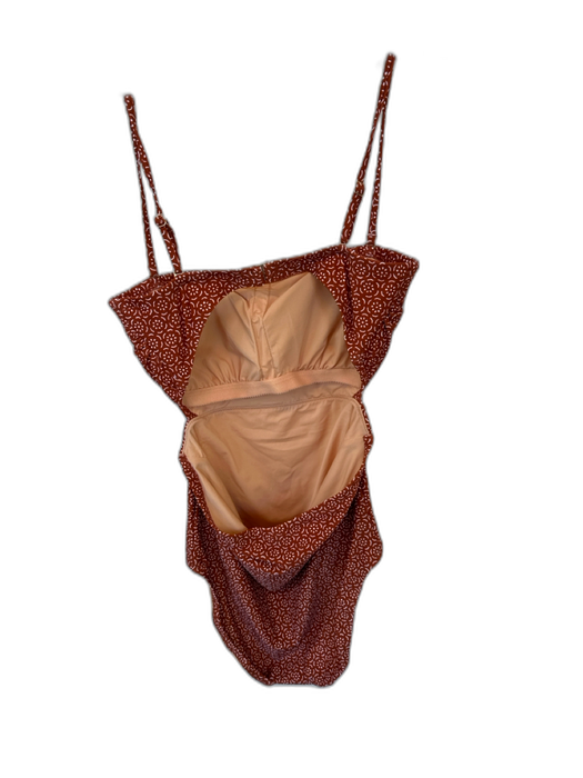 J. Crew Size M Burnt Orange & White Pattern Polyester Blend Padding Swimsuit Burnt Orange & White Pattern / M