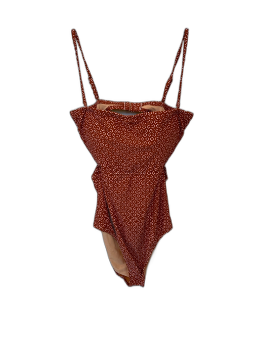 J. Crew Size M Burnt Orange & White Pattern Polyester Blend Padding Swimsuit Burnt Orange & White Pattern / M