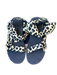 Loeffler Randall Shoe Size 7 Black & Tan Foam Canvas Animal Print Velcro Sandals Black & Tan / 7