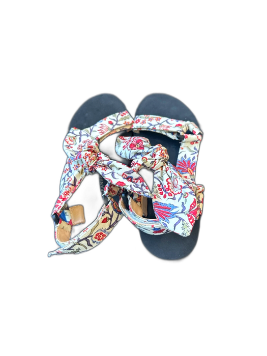 Loeffler Randall Shoe Size 7 Black & Red Foam Canvas Flowers Velcro Sandals Black & Red / 7