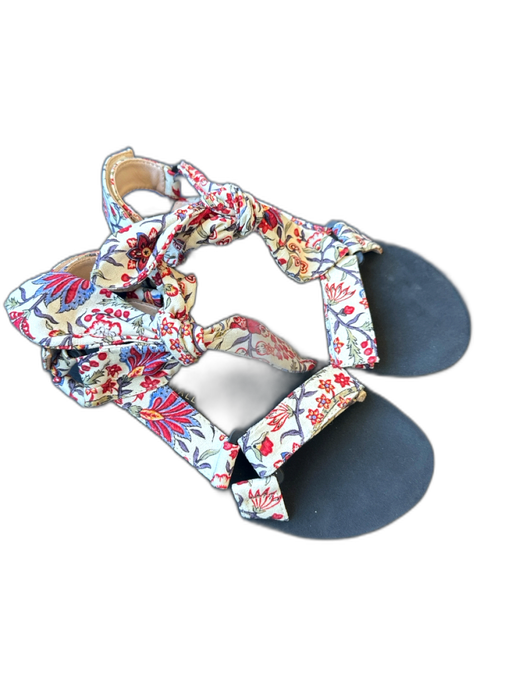 Loeffler Randall Shoe Size 7 Black & Red Foam Canvas Flowers Velcro Sandals Black & Red / 7
