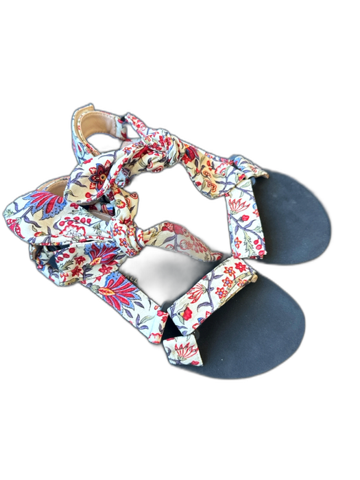 Loeffler Randall Shoe Size 7 Black & Red Foam Canvas Flowers Velcro Sandals Black & Red / 7