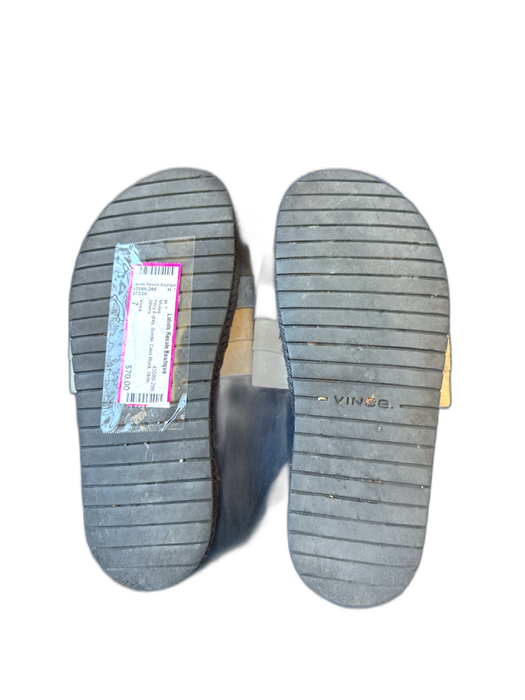 Vince Shoe Size 7 navy & gray Suede Color Block Slide Mules navy & gray / 7