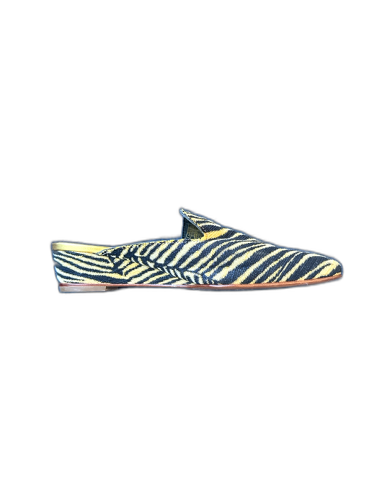 Rachel Comey Shoe Size 7 Black & Yellow Canvas Metallic Thread Wedge Mules Black & Yellow / 7