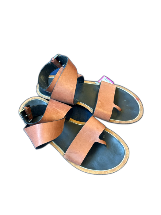 Vince Shoe Size 7M Brown & Black Leather Thong Ankle Buckle Sandals Brown & Black / 7M