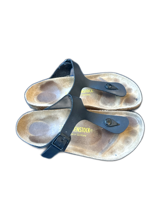 Birkenstock Shoe Size 37 Black & Brown Leather Cork Thong Sandals Black & Brown / 37