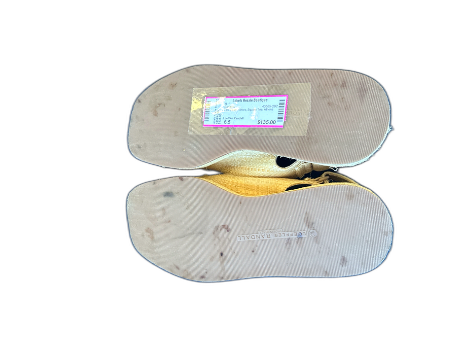 Loeffler Randall Shoe Size 6.5 Tan Straw Velcro Square Toe Sandals Tan / 6.5
