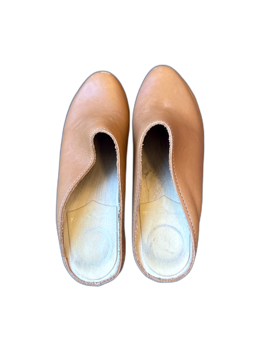 No. 6 Shoe Size 37 Brown Leather Wood Wedge Clogs Brown / 37